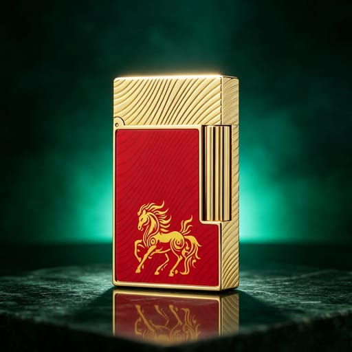 Double Flame S.T. Dupont Ligne 2 Horse mane guilloche Lighter