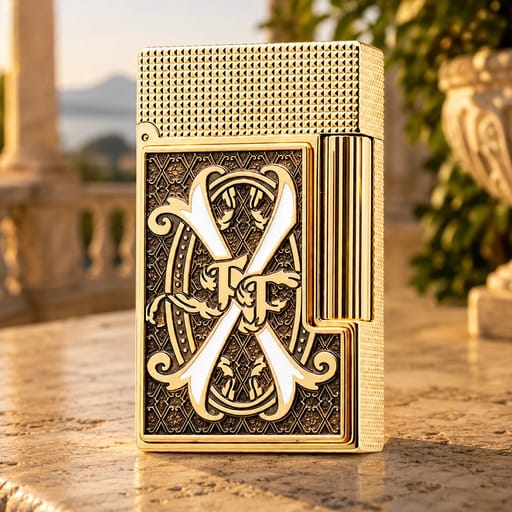 S.T. Dupont x Fuente Ligne 2 White V Emblem Gold Lighter  | Limited Release 