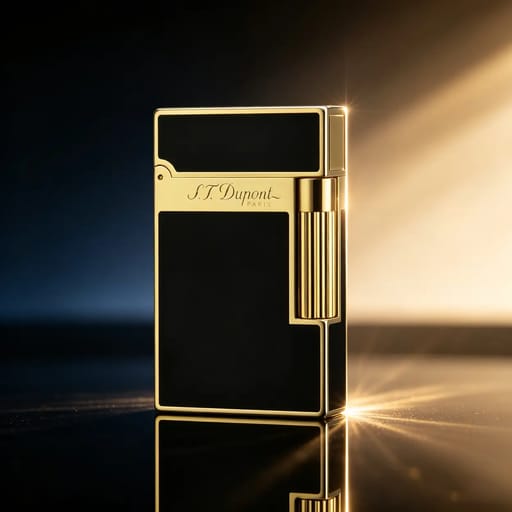 S.T. DUPONT Ligne2 Single Flame Black lacquer Gold old fashined Lighter