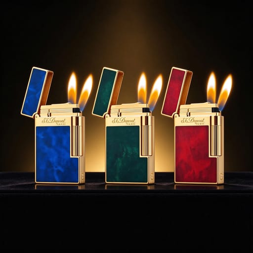 Atlas Ligne2 Double Flame Blue Cloud Mist Gold Lighter perfect gift