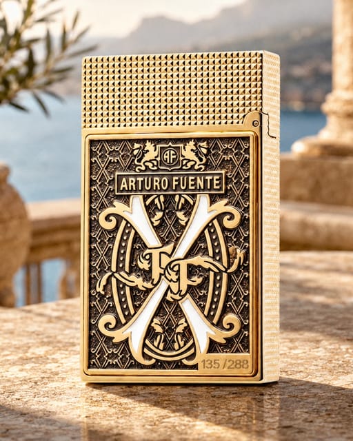 S.T. Dupont x Fuente Ligne 2 White V Emblem Gold Lighter  | Limited Release 