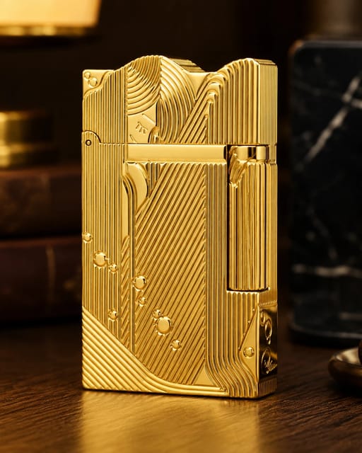 S.T. DUPONT One Piece Sleeping Mermaid Engraving Gold Sanji Lighter with giftbox