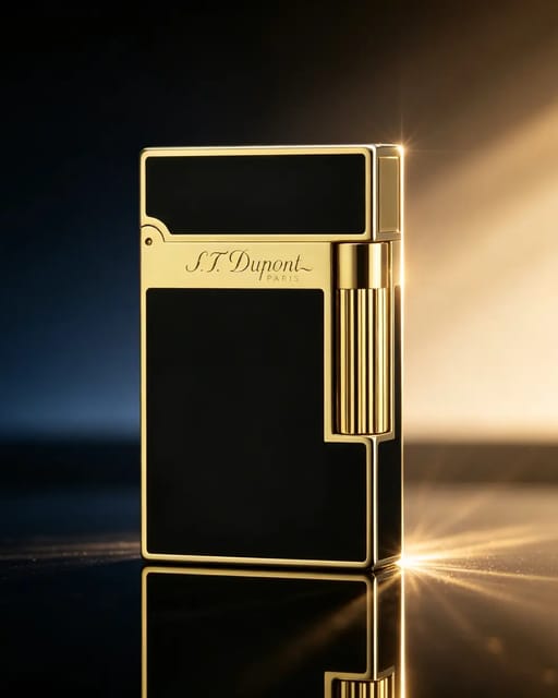 S.T. DUPONT Ligne2 Single Flame Black lacquer Gold old fashined Lighter