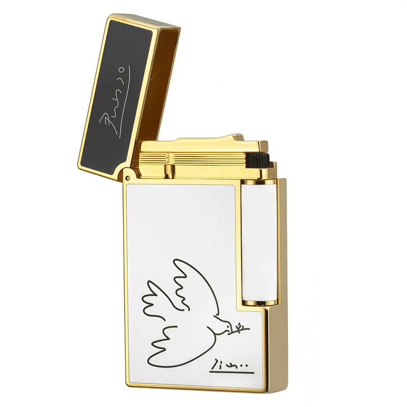S.T. DUPONT Ligne2 Picasso Peace Dove Double Flame Gold Lighter with gift box
