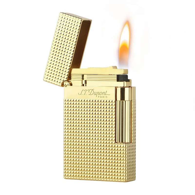 S.T. DUPONT Lighter Ligne2 Diamond head Gold Double Flame Ping SoundOpens in a new window or tab Brand New