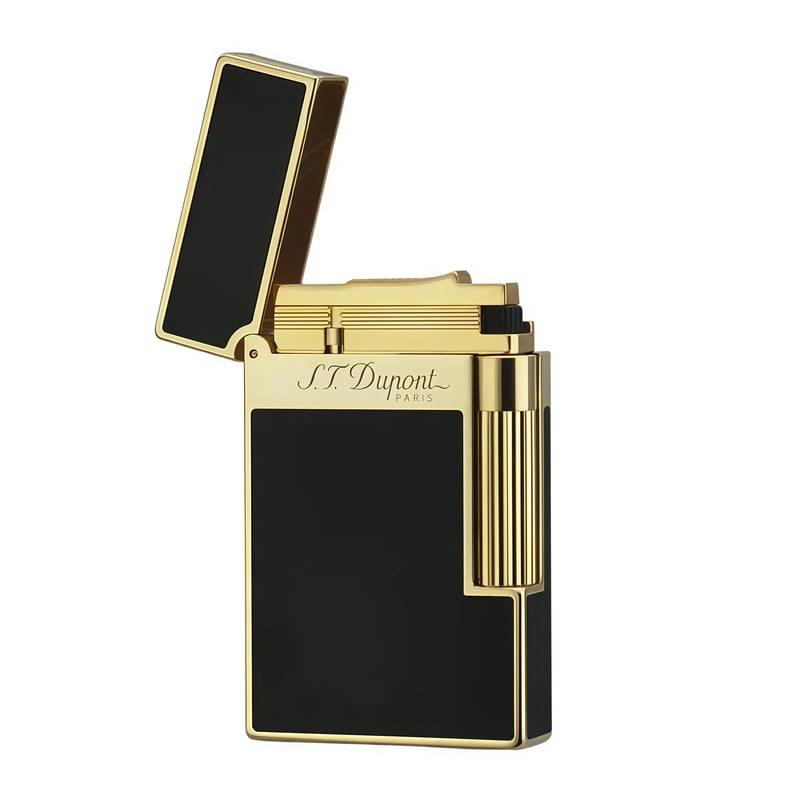 S.T. DUPONT Ligne2 Single Flame Black lacquer Gold old fashined Lighter