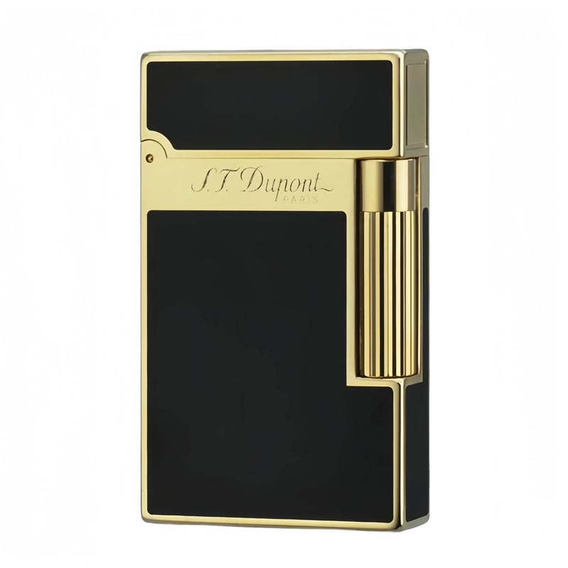 S.T. DUPONT Ligne2 Single Flame Black lacquer Gold old fashined Lighter