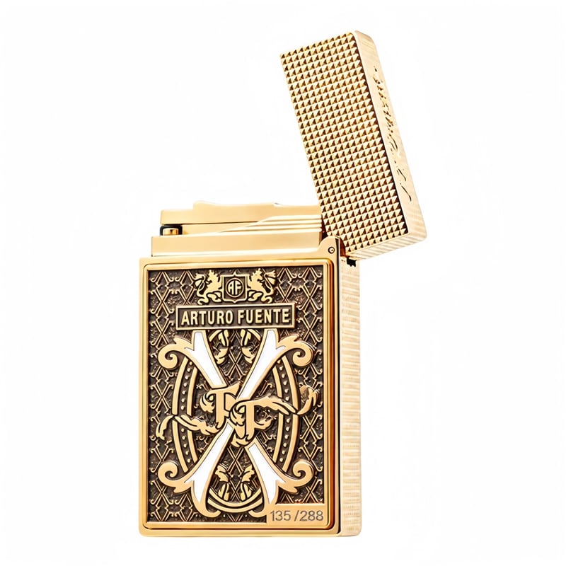 S.T. Dupont x Fuente Ligne 2 White V Emblem Gold Lighter  | Limited Release 