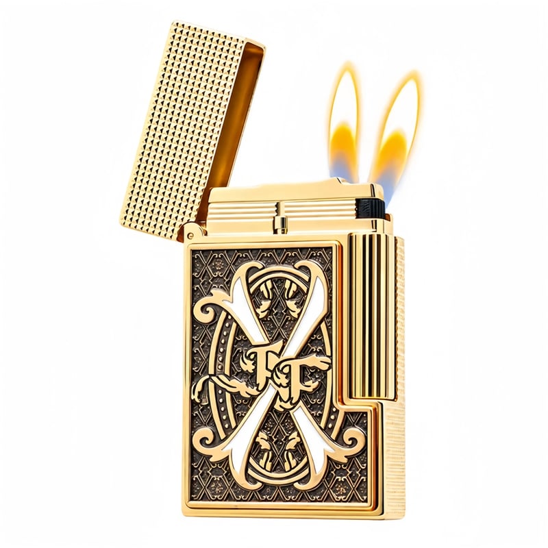 S.T. Dupont x Fuente Ligne 2 White V Emblem Gold Lighter  | Limited Release 