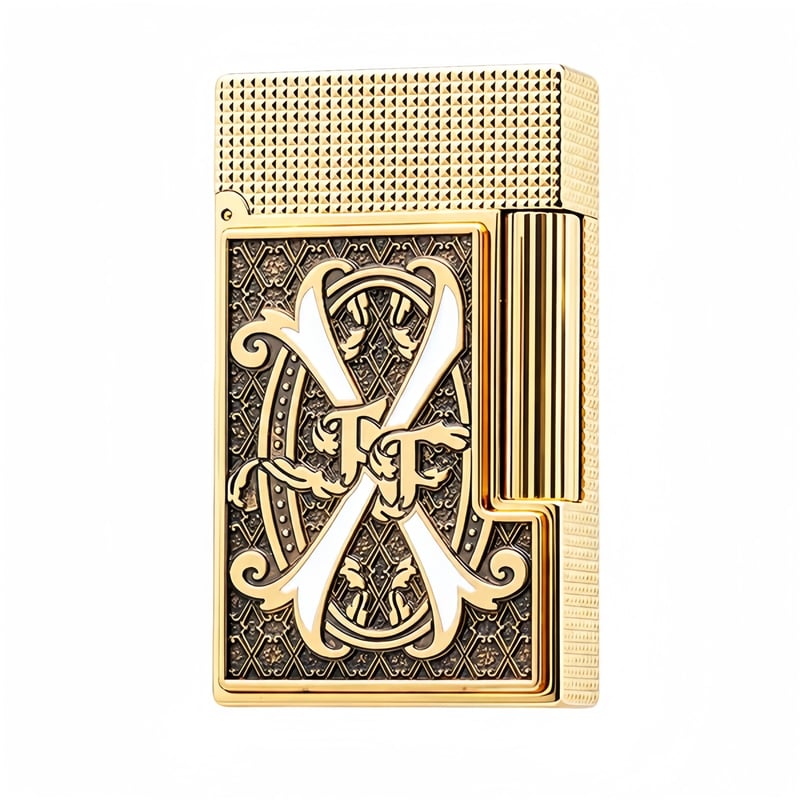 S.T. Dupont x Fuente Ligne 2 White V Emblem Gold Lighter  | Limited Release 