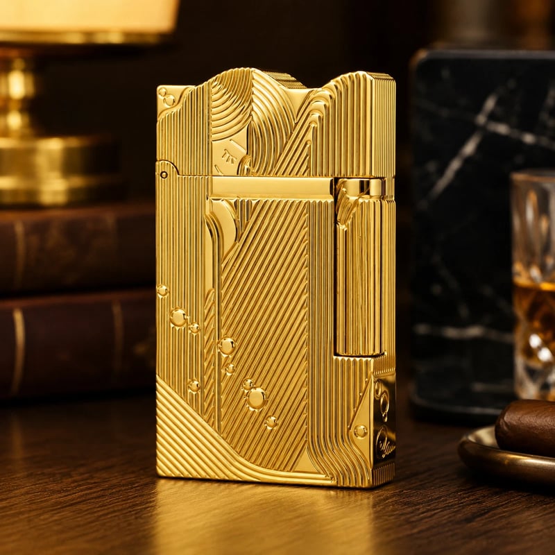 S.T. DUPONT One Piece Sleeping Mermaid Engraving Gold Sanji Lighter with giftbox