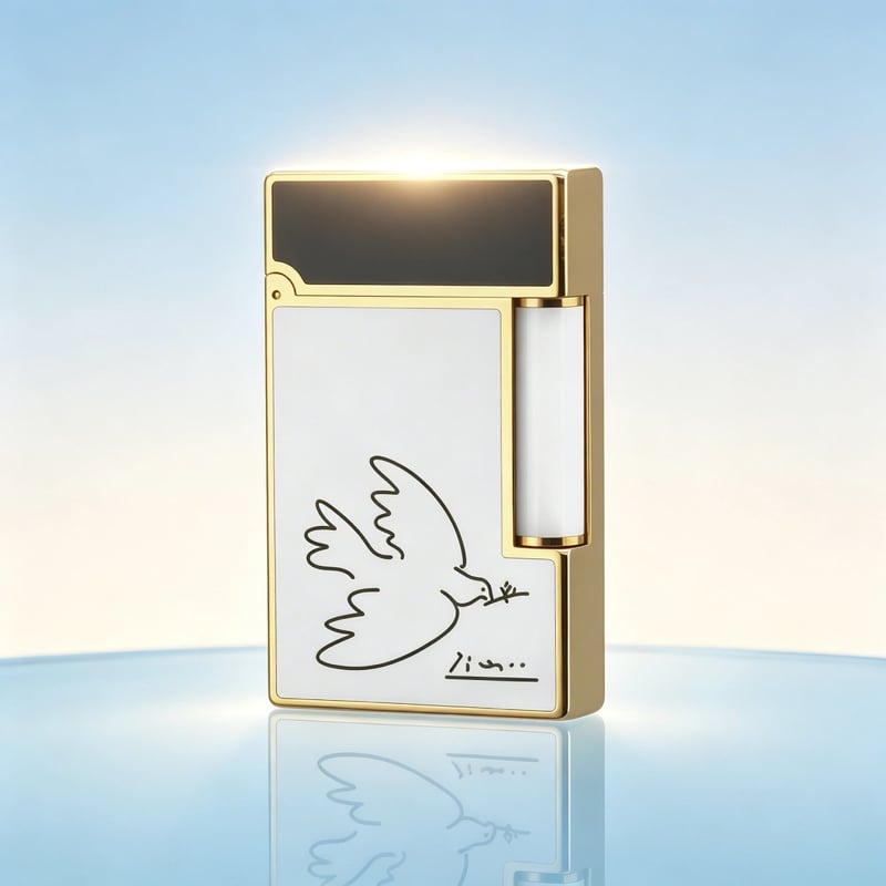 S.T. DUPONT Ligne2 Picasso Peace Dove Double Flame Gold Lighter with gift box