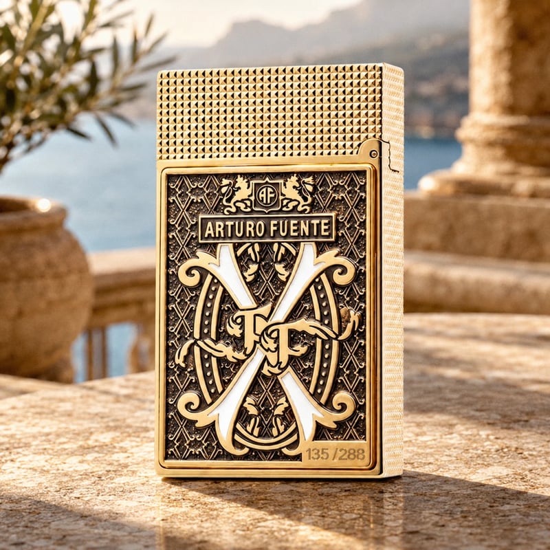 S.T. Dupont x Fuente Ligne 2 White V Emblem Gold Lighter  | Limited Release 